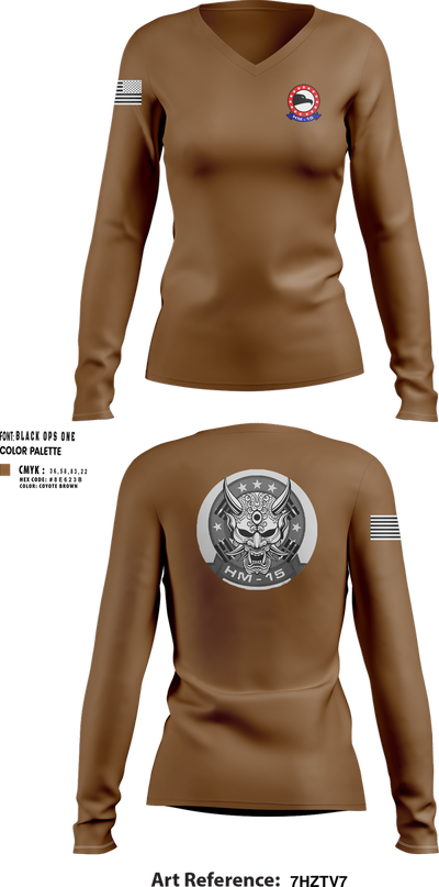 HM-15 66568622 Women's Long Sleeve V-neck Shirt - 100