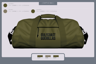 Duffle Bag, Gulfcoast Guerillas, , Teamtime, Team time, sublimation, custom sports apparel, team uniforms, spirit wear, spiritwear, sports uniforms, custom shirts, team store, custom team store, fundraiser sports, apparel fundraiser