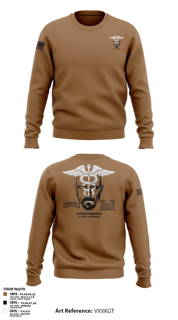 Crew Neck Sweatshirt, Heisenberg’s, Army, Teamtime, Team time, sublimation, custom sports apparel, team uniforms, spirit wear, spiritwear, sports uniforms, custom shirts, team store, custom team store, fundraiser sports, apparel fundraiser