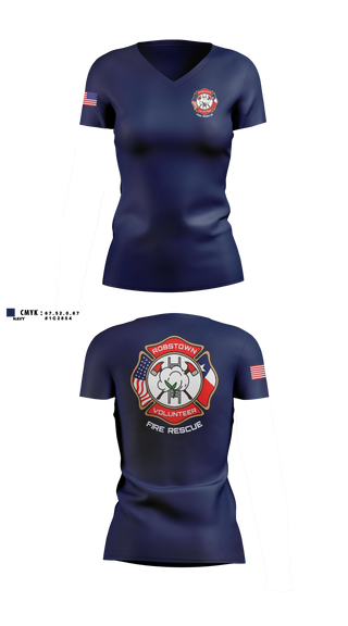 Womens Short Sleeve Vneck Shirt, Robstown Volunteer Fire Department, Fire Department, Teamtime, Team time, sublimation, custom sports apparel, team uniforms, spirit wear, spiritwear, sports uniforms, custom shirts, team store, custom team store, fundraiser sports, apparel fundraiser