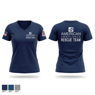 Womens Short Sleeve Vneck Shirt, American Ambulance Rescue Team, EMS/EMT, Teamtime, Team time, sublimation, custom sports apparel, team uniforms, spirit wear, spiritwear, sports uniforms, custom shirts, team store, custom team store, fundraiser sports, apparel fundraiser