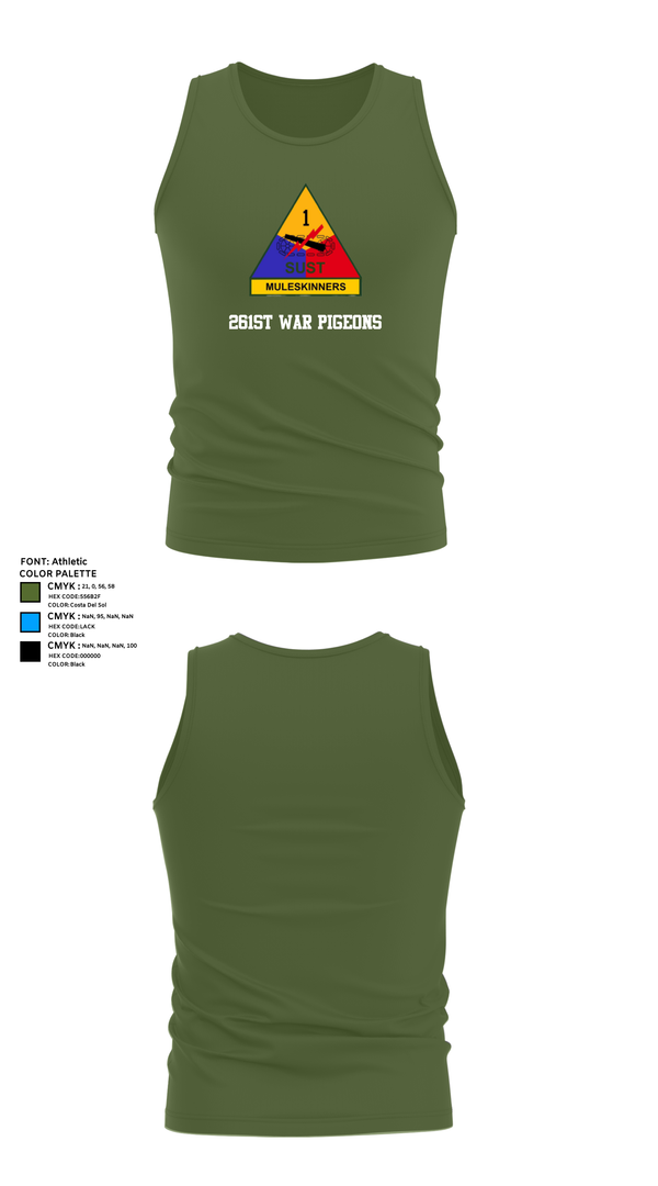 Tank Top, 261st War Pigeons, Army, Teamtime, Team time, sublimation, custom sports apparel, team uniforms, spirit wear, spiritwear, sports uniforms, custom shirts, team store, custom team store, fundraiser sports, apparel fundraiser