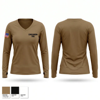 Womens Long Sleeve Vneck Shirt, COMSUBRON TWO, Navy, Teamtime, Team time, sublimation, custom sports apparel, team uniforms, spirit wear, spiritwear, sports uniforms, custom shirts, team store, custom team store, fundraiser sports, apparel fundraiser