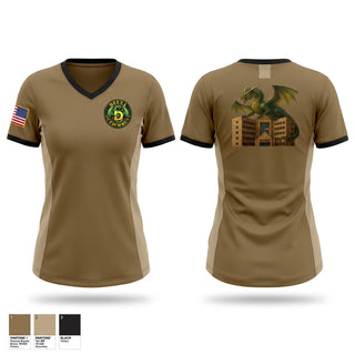 Womens Short Sleeve Vneck Shirt, D DET, MRBN, BAMC Dragons, Army, Teamtime, Team time, sublimation, custom sports apparel, team uniforms, spirit wear, spiritwear, sports uniforms, custom shirts, team store, custom team store, fundraiser sports, apparel fundraiser