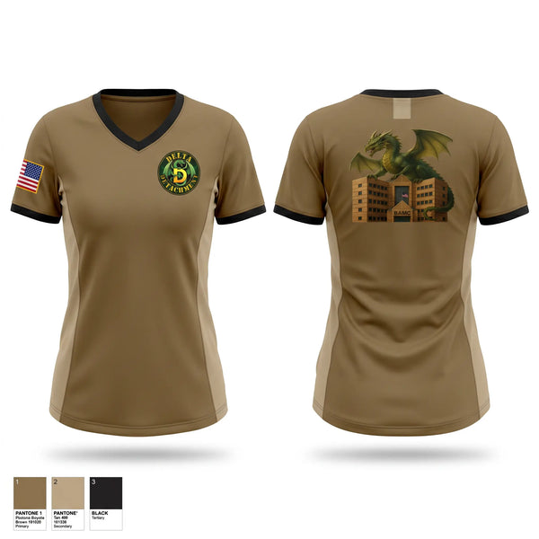 Womens Short Sleeve Vneck Shirt, D DET, MRBN, BAMC Dragons, Army, Teamtime, Team time, sublimation, custom sports apparel, team uniforms, spirit wear, spiritwear, sports uniforms, custom shirts, team store, custom team store, fundraiser sports, apparel fundraiser