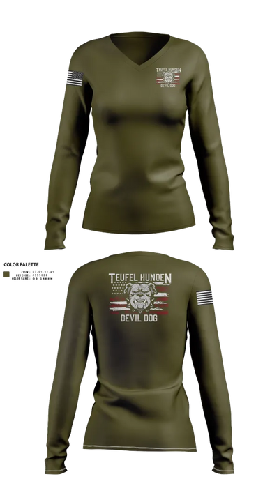 Kilo co. 3rd Btn 9th Marines 1620467 Women's Long Sleeve V-neck Shirt - 22