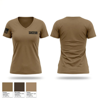 Womens Short Sleeve Vneck Shirt, SOCEUR, Army, Teamtime, Team time, sublimation, custom sports apparel, team uniforms, spirit wear, spiritwear, sports uniforms, custom shirts, team store, custom team store, fundraiser sports, apparel fundraiser