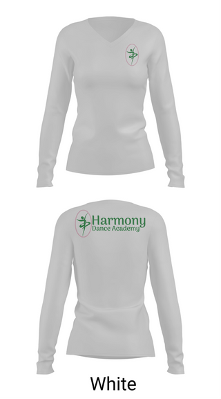 Womens Long Sleeve Vneck Shirt, Harmony Dance Academy, Cheer, Teamtime, Team time, sublimation, custom sports apparel, team uniforms, spirit wear, spiritwear, sports uniforms, custom shirts, team store, custom team store, fundraiser sports, apparel fundraiser