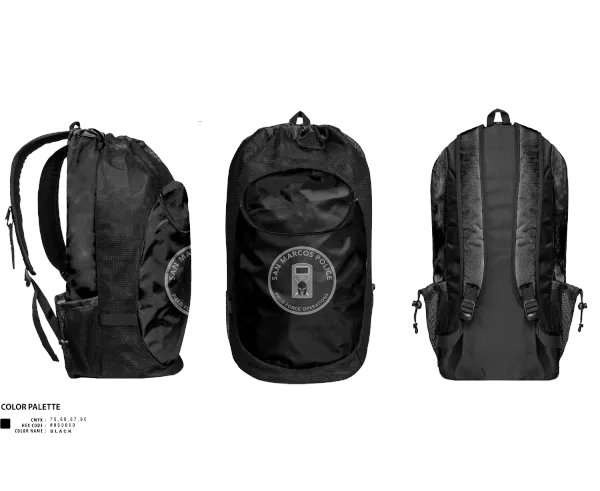 Gear Bag, San marcos police - field force, Police, Teamtime, Team time, sublimation, custom sports apparel, team uniforms, spirit wear, spiritwear, sports uniforms, custom shirts, team store, custom team store, fundraiser sports, apparel fundraiser