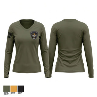 Womens Long Sleeve Vneck Shirt, Indiana Department of Correction, Police, Teamtime, Team time, sublimation, custom sports apparel, team uniforms, spirit wear, spiritwear, sports uniforms, custom shirts, team store, custom team store, fundraiser sports, apparel fundraiser