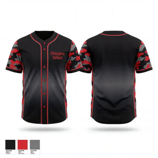 Full Button Baseball Jersey, Chargers Select, Baseball, Teamtime, Team time, sublimation, custom sports apparel, team uniforms, spirit wear, spiritwear, sports uniforms, custom shirts, team store, custom team store, fundraiser sports, apparel fundraiser