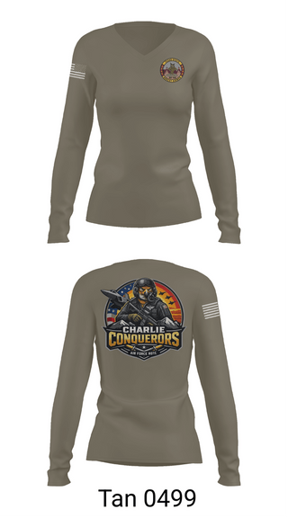 Womens Long Sleeve Vneck Shirt, Charlie conquerors, Air Force, Teamtime, Team time, sublimation, custom sports apparel, team uniforms, spirit wear, spiritwear, sports uniforms, custom shirts, team store, custom team store, fundraiser sports, apparel fundraiser