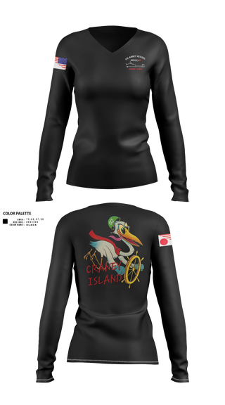 Womens Long Sleeve Vneck Shirt, MSV, Army, Teamtime, Team time, sublimation, custom sports apparel, team uniforms, spirit wear, spiritwear, sports uniforms, custom shirts, team store, custom team store, fundraiser sports, apparel fundraiser