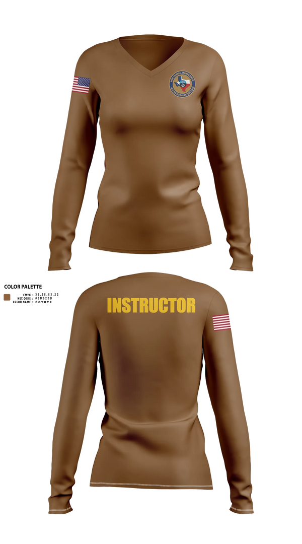 Womens Long Sleeve Vneck Shirt, NTTC Lackland, Navy, Teamtime, Team time, sublimation, custom sports apparel, team uniforms, spirit wear, spiritwear, sports uniforms, custom shirts, team store, custom team store, fundraiser sports, apparel fundraiser
