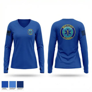 Womens Long Sleeve Vneck Shirt, MedFleet CCTP, EMS/EMT, Teamtime, Team time, sublimation, custom sports apparel, team uniforms, spirit wear, spiritwear, sports uniforms, custom shirts, team store, custom team store, fundraiser sports, apparel fundraiser