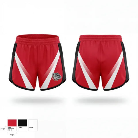 Womens Shorts, Bulldogs, Cheer, Teamtime, Team time, sublimation, custom sports apparel, team uniforms, spirit wear, spiritwear, sports uniforms, custom shirts, team store, custom team store, fundraiser sports, apparel fundraiser