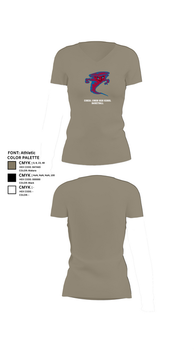 Eureka Junior High School Basketball 17184754 Women's Short Sleeve V-neck Shirt - 25