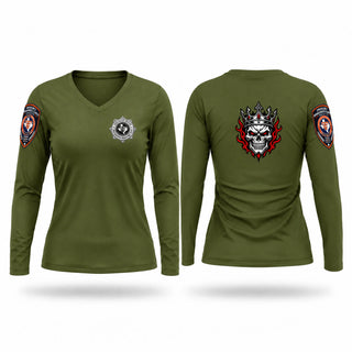 Womens Long Sleeve Vneck Shirt, Texas City ISD Emergency Management & Safety, Police, Teamtime, Team time, sublimation, custom sports apparel, team uniforms, spirit wear, spiritwear, sports uniforms, custom shirts, team store, custom team store, fundraiser sports, apparel fundraiser