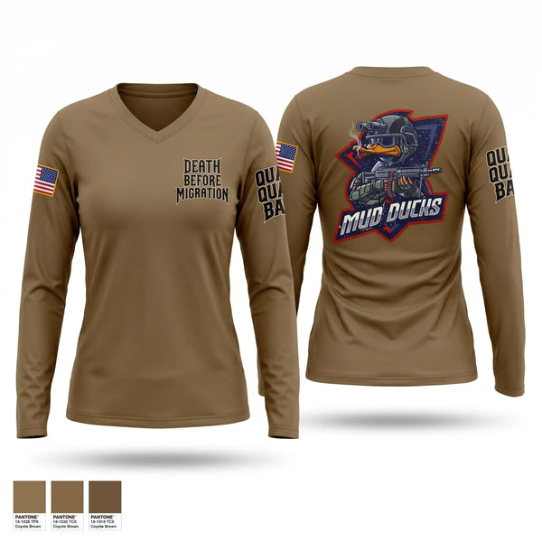Womens Long Sleeve Vneck Shirt, , Army, Teamtime, Team time, sublimation, custom sports apparel, team uniforms, spirit wear, spiritwear, sports uniforms, custom shirts, team store, custom team store, fundraiser sports, apparel fundraiser