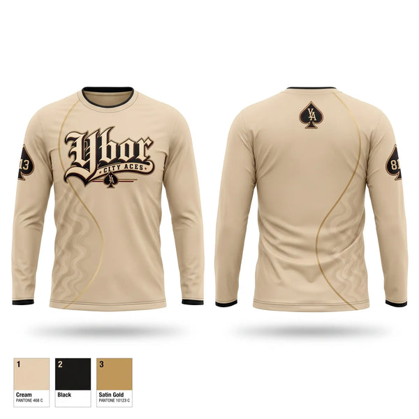 Long Sleeve Performance Shirt, Ybor City Aces, Baseball, Teamtime, Team time, sublimation, custom sports apparel, team uniforms, spirit wear, spiritwear, sports uniforms, custom shirts, team store, custom team store, fundraiser sports, apparel fundraiser