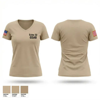 Womens Short Sleeve Vneck Shirt, Echo 3-2 GSAB, Army, Teamtime, Team time, sublimation, custom sports apparel, team uniforms, spirit wear, spiritwear, sports uniforms, custom shirts, team store, custom team store, fundraiser sports, apparel fundraiser
