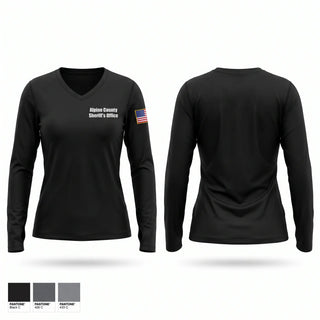 Womens Long Sleeve Vneck Shirt, Alpine County Sheriff's Office, Police, Teamtime, Team time, sublimation, custom sports apparel, team uniforms, spirit wear, spiritwear, sports uniforms, custom shirts, team store, custom team store, fundraiser sports, apparel fundraiser