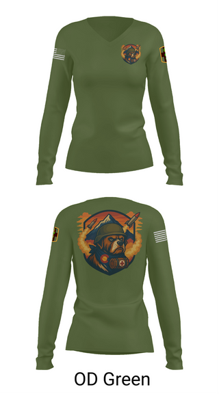 Womens Long Sleeve Vneck Shirt, 10th Field Hospital (FWD), , Teamtime, Team time, sublimation, custom sports apparel, team uniforms, spirit wear, spiritwear, sports uniforms, custom shirts, team store, custom team store, fundraiser sports, apparel fundraiser