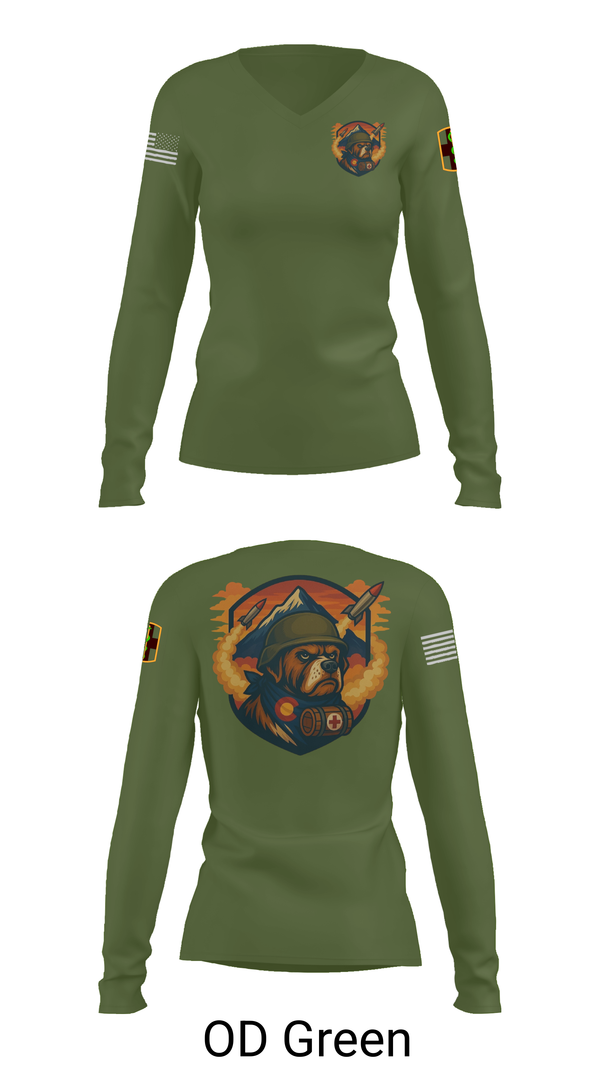 Womens Long Sleeve Vneck Shirt, 10th Field Hospital (FWD), , Teamtime, Team time, sublimation, custom sports apparel, team uniforms, spirit wear, spiritwear, sports uniforms, custom shirts, team store, custom team store, fundraiser sports, apparel fundraiser