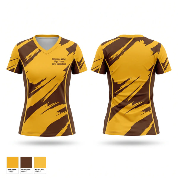 Womens Short Sleeve Vneck Shirt, Temecula Valley High School Girls Basketball, Women's Basketball, Teamtime, Team time, sublimation, custom sports apparel, team uniforms, spirit wear, spiritwear, sports uniforms, custom shirts, team store, custom team store, fundraiser sports, apparel fundraiser