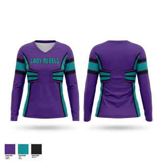 Womens Long Sleeve Vneck Shirt, Lady Rebels, Softball, Teamtime, Team time, sublimation, custom sports apparel, team uniforms, spirit wear, spiritwear, sports uniforms, custom shirts, team store, custom team store, fundraiser sports, apparel fundraiser