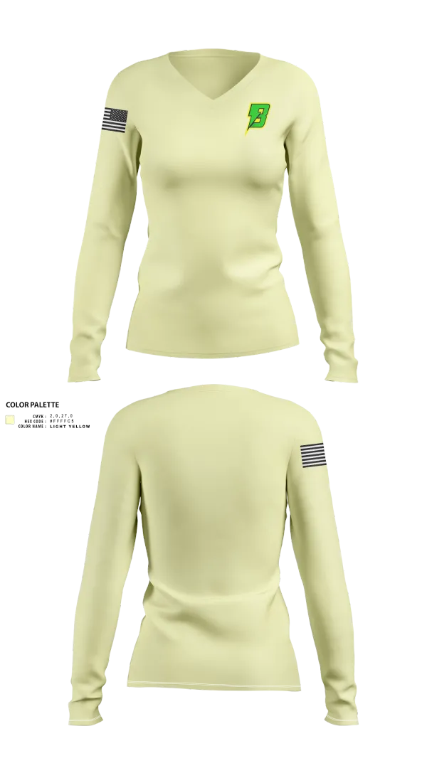 Womens Long Sleeve Vneck Shirt, Baltimore Lightning, , Teamtime, Team time, sublimation, custom sports apparel, team uniforms, spirit wear, spiritwear, sports uniforms, custom shirts, team store, custom team store, fundraiser sports, apparel fundraiser