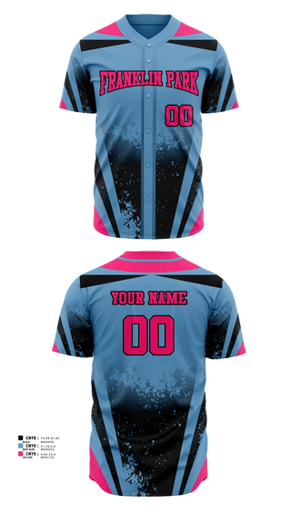 Full Button Baseball Jersey, Franklin Park Vipers, Baseball, Teamtime, Team time, sublimation, custom sports apparel, team uniforms, spirit wear, spiritwear, sports uniforms, custom shirts, team store, custom team store, fundraiser sports, apparel fundraiser