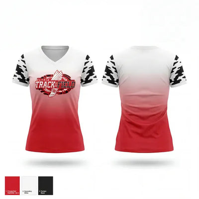 Elyria High School Track & Field 21864889 Women's Short Sleeve V-neck Shirt - 1