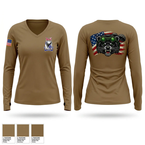 Womens Long Sleeve Vneck Shirt, 1st PLT 2-505, Army, Teamtime, Team time, sublimation, custom sports apparel, team uniforms, spirit wear, spiritwear, sports uniforms, custom shirts, team store, custom team store, fundraiser sports, apparel fundraiser