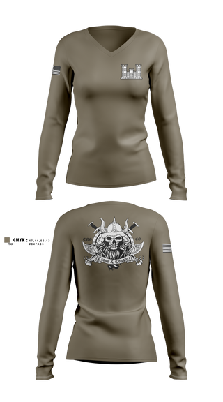 Womens Long Sleeve Vneck Shirt, 125 ENGINEER COMPANY, National Guard, Teamtime, Team time, sublimation, custom sports apparel, team uniforms, spirit wear, spiritwear, sports uniforms, custom shirts, team store, custom team store, fundraiser sports, apparel fundraiser