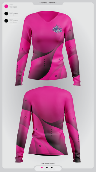 Womens Long Sleeve Vneck Shirt, Lady Storm, Women's Basketball, Teamtime, Team time, sublimation, custom sports apparel, team uniforms, spirit wear, spiritwear, sports uniforms, custom shirts, team store, custom team store, fundraiser sports, apparel fundraiser