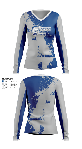 Womens Long Sleeve Vneck Shirt, East Central Eagles Cheer, Cheer, Teamtime, Team time, sublimation, custom sports apparel, team uniforms, spirit wear, spiritwear, sports uniforms, custom shirts, team store, custom team store, fundraiser sports, apparel fundraiser