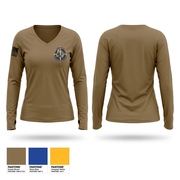 Womens Long Sleeve Vneck Shirt, Ground Transportation, Air Force, Teamtime, Team time, sublimation, custom sports apparel, team uniforms, spirit wear, spiritwear, sports uniforms, custom shirts, team store, custom team store, fundraiser sports, apparel fundraiser