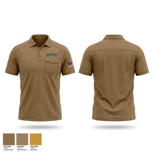 Short Sleeve Performance Polo, Summit, Army, Teamtime, Team time, sublimation, custom sports apparel, team uniforms, spirit wear, spiritwear, sports uniforms, custom shirts, team store, custom team store, fundraiser sports, apparel fundraiser