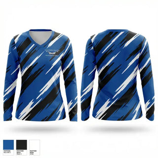 Womens Long Sleeve Vneck Shirt, Detroit Masters Swim Club and Detroit 100, Swimming, Teamtime, Team time, sublimation, custom sports apparel, team uniforms, spirit wear, spiritwear, sports uniforms, custom shirts, team store, custom team store, fundraiser sports, apparel fundraiser