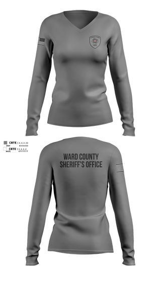 Womens Long Sleeve Vneck Shirt, Ward County Sheriff's Office, Police, Teamtime, Team time, sublimation, custom sports apparel, team uniforms, spirit wear, spiritwear, sports uniforms, custom shirts, team store, custom team store, fundraiser sports, apparel fundraiser