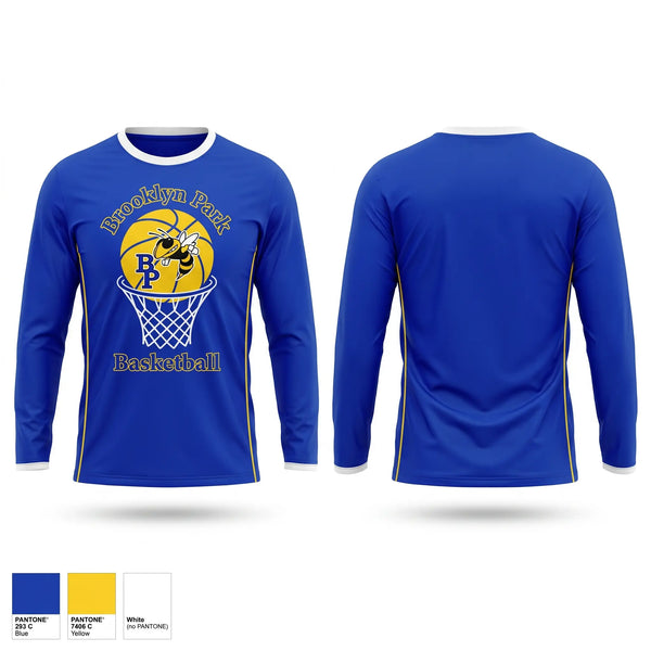 Long Sleeve Performance Shirt, Brooklyn Park Bees, Men's Basketball, Teamtime, Team time, sublimation, custom sports apparel, team uniforms, spirit wear, spiritwear, sports uniforms, custom shirts, team store, custom team store, fundraiser sports, apparel fundraiser