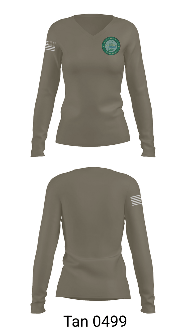 Womens Long Sleeve Vneck Shirt, Det 158, Air Force, Teamtime, Team time, sublimation, custom sports apparel, team uniforms, spirit wear, spiritwear, sports uniforms, custom shirts, team store, custom team store, fundraiser sports, apparel fundraiser