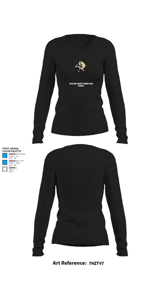 Womens Long Sleeve Vneck Shirt, Rawlins County Senior High School, Spirit Store, Teamtime, Team time, sublimation, custom sports apparel, team uniforms, spirit wear, spiritwear, sports uniforms, custom shirts, team store, custom team store, fundraiser sports, apparel fundraiser
