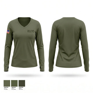 Womens Long Sleeve Vneck Shirt, Alpine County Sheriff’s Office, Police, Teamtime, Team time, sublimation, custom sports apparel, team uniforms, spirit wear, spiritwear, sports uniforms, custom shirts, team store, custom team store, fundraiser sports, apparel fundraiser