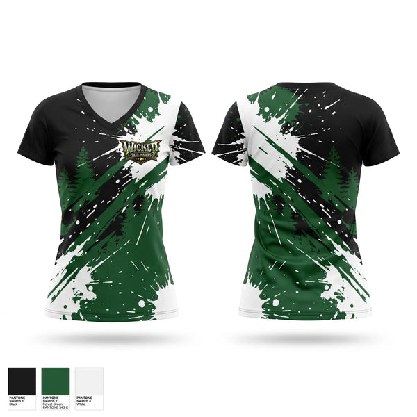 Womens Short Sleeve Vneck Shirt, Wicked Cheer Academy, Cheer, Teamtime, Team time, sublimation, custom sports apparel, team uniforms, spirit wear, spiritwear, sports uniforms, custom shirts, team store, custom team store, fundraiser sports, apparel fundraiser