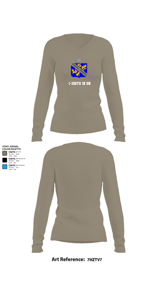 Womens Long Sleeve Vneck Shirt, 1-306th IN BN, , Teamtime, Team time, sublimation, custom sports apparel, team uniforms, spirit wear, spiritwear, sports uniforms, custom shirts, team store, custom team store, fundraiser sports, apparel fundraiser