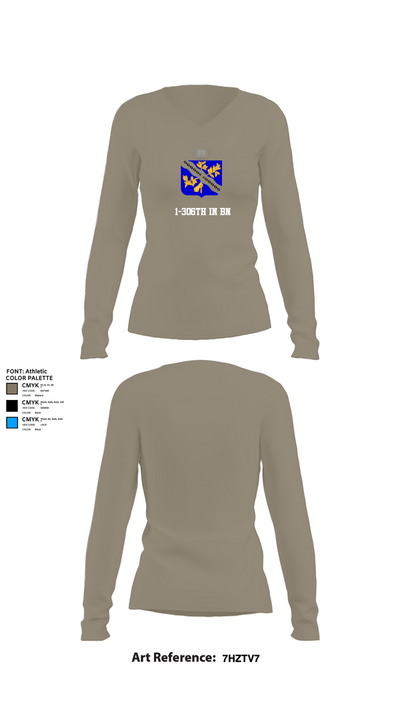 1-306th IN BN 86635313 Women's Long Sleeve V-neck Shirt - 62