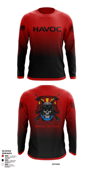 Long Sleeve Performance Shirt, Havoc Company, 111th MI BDE, Army, Teamtime, Team time, sublimation, custom sports apparel, team uniforms, spirit wear, spiritwear, sports uniforms, custom shirts, team store, custom team store, fundraiser sports, apparel fundraiser