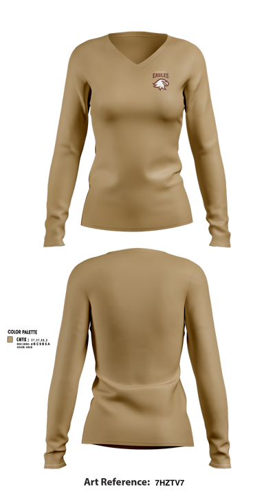 Sharon Eagles Swimming Women's Long Sleeve V-neck Shirt - 54